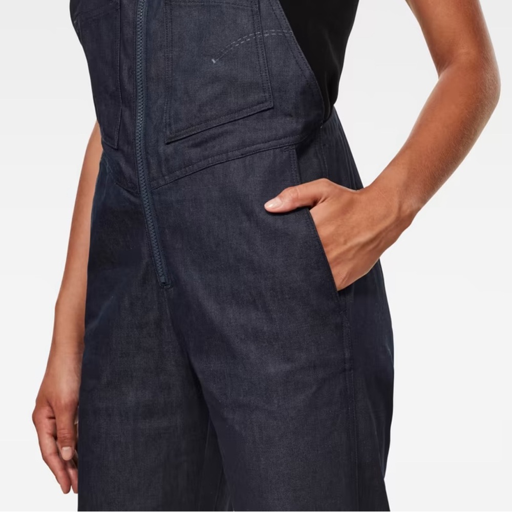 G STAR RAW Lintell Denim Overalls Rigid Cotton‎ Straight Leg Zip Up Dark Wash S